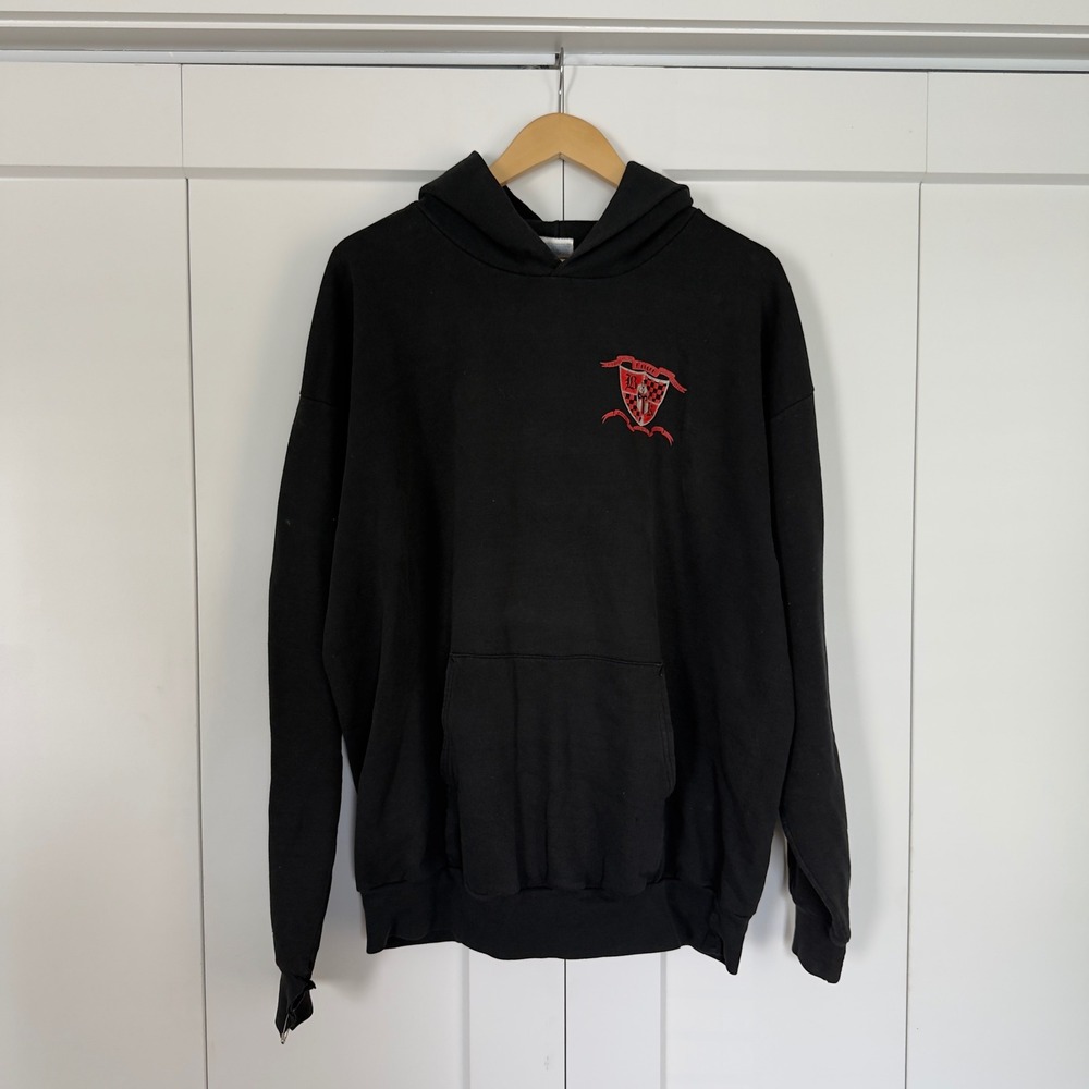 Mens Hanes Black Knights Medieval Graphic Hoodie XL Black Vintage Squad Print